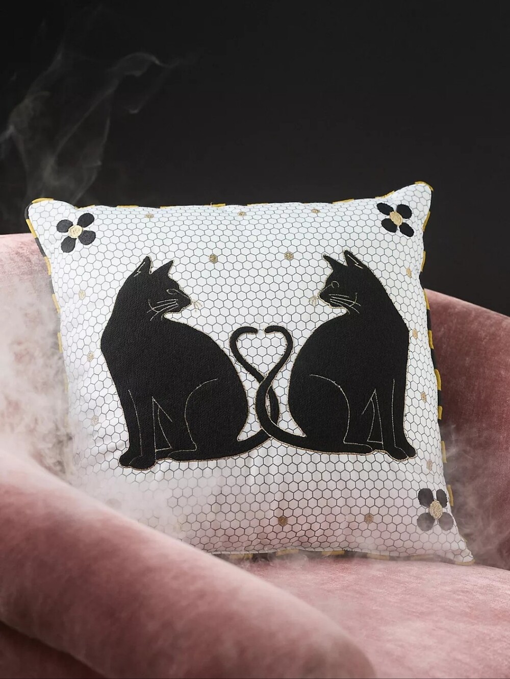 Anthropologie Black and White Cat Silhouette Pillow